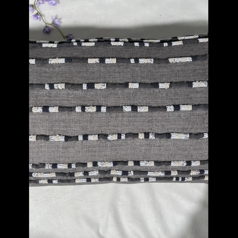 NWT Hotel Collection Linen Decorative Pillow Grey‎